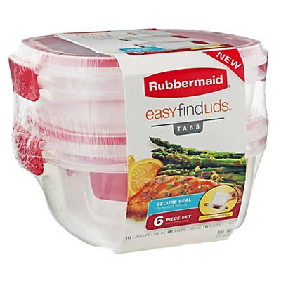 slide 1 of 1, Rubbermaid Easy Find Lids Container Set - Red/Clear, 6 ct