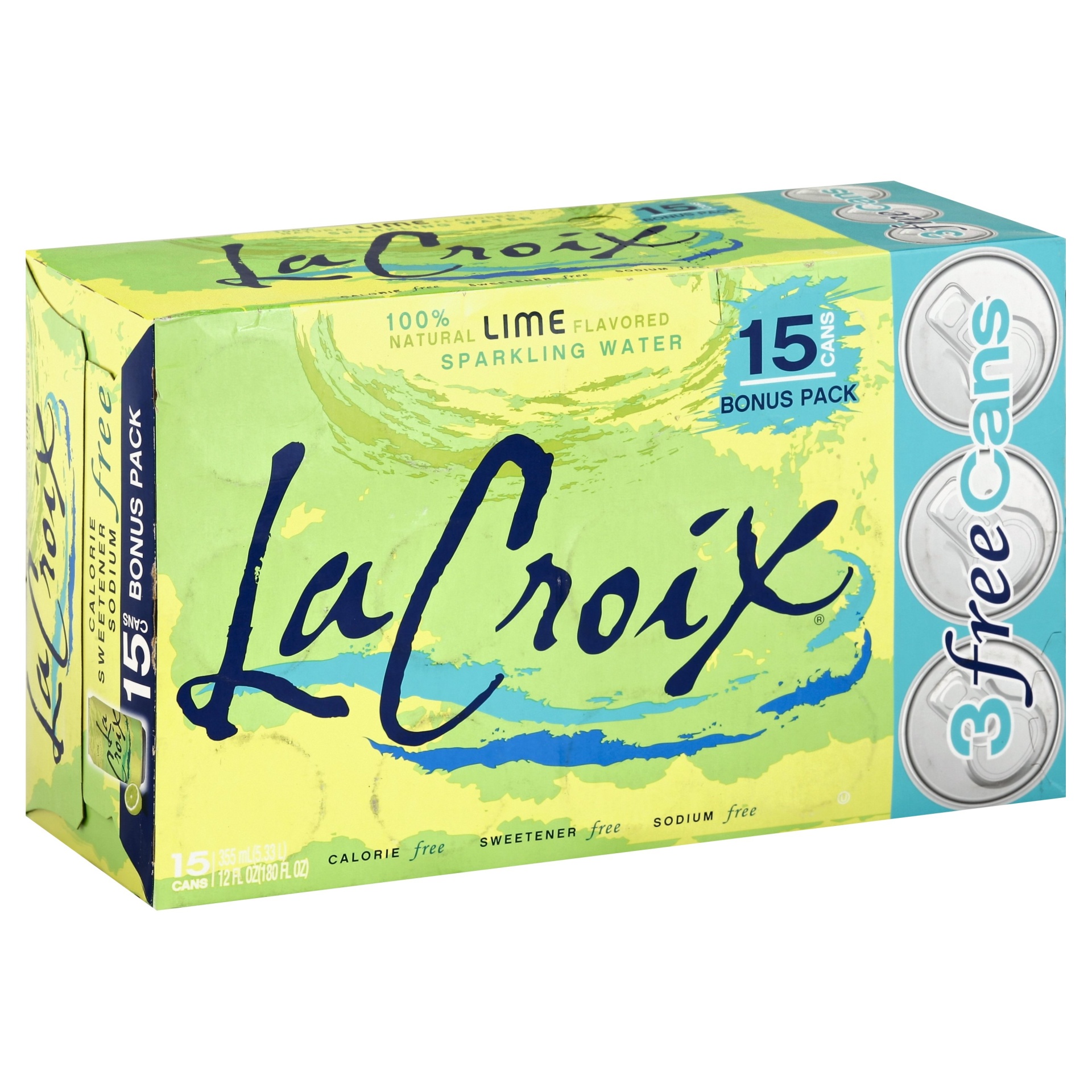 slide 1 of 3, La Croix Lime Flavored Sparkling Water, 15 ct; 12 fl oz