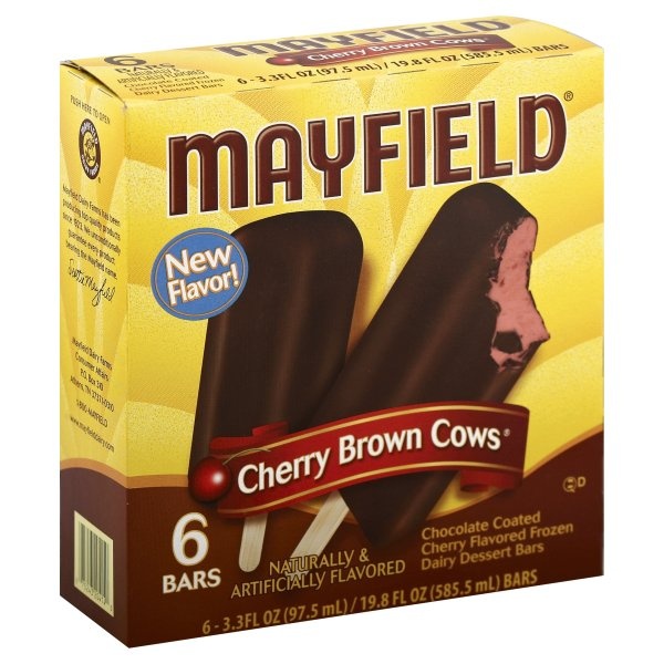 slide 1 of 1, Mayfield Cherry Brown Cow Ice Cream Bars, 19.8 fl oz