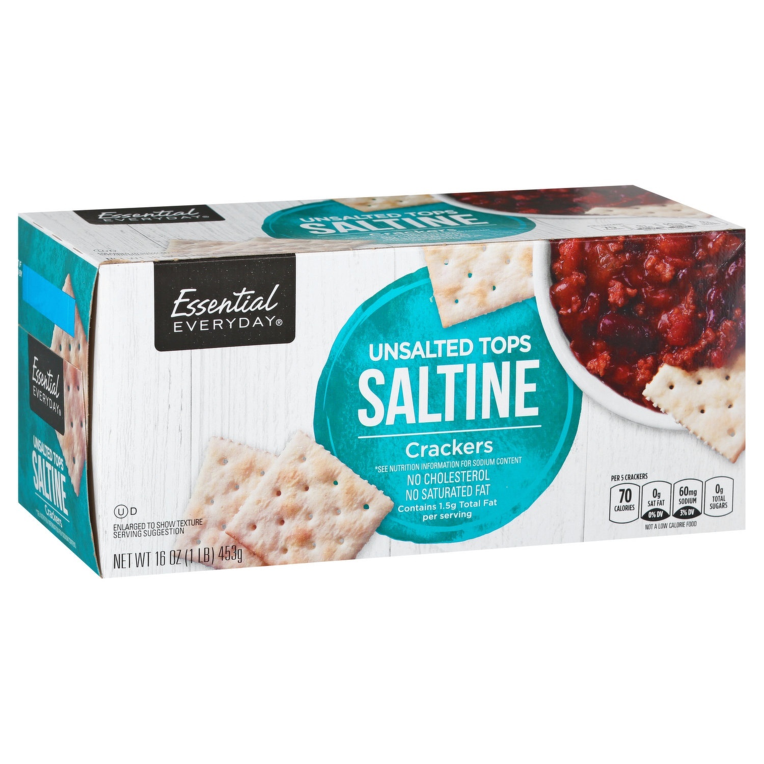 slide 1 of 1, Essential Everyday Crackers, Saltine, Unsalted Top, 16 oz