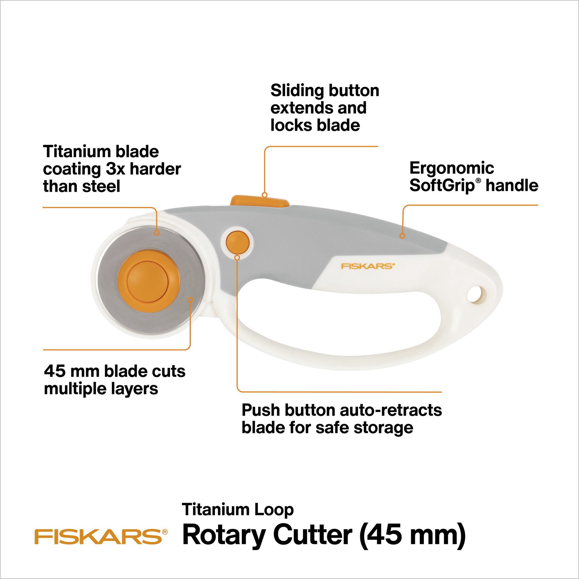 slide 8 of 9, Fiskars 45mm Multiple Layers Loop Rotary Cutter, 45 mm