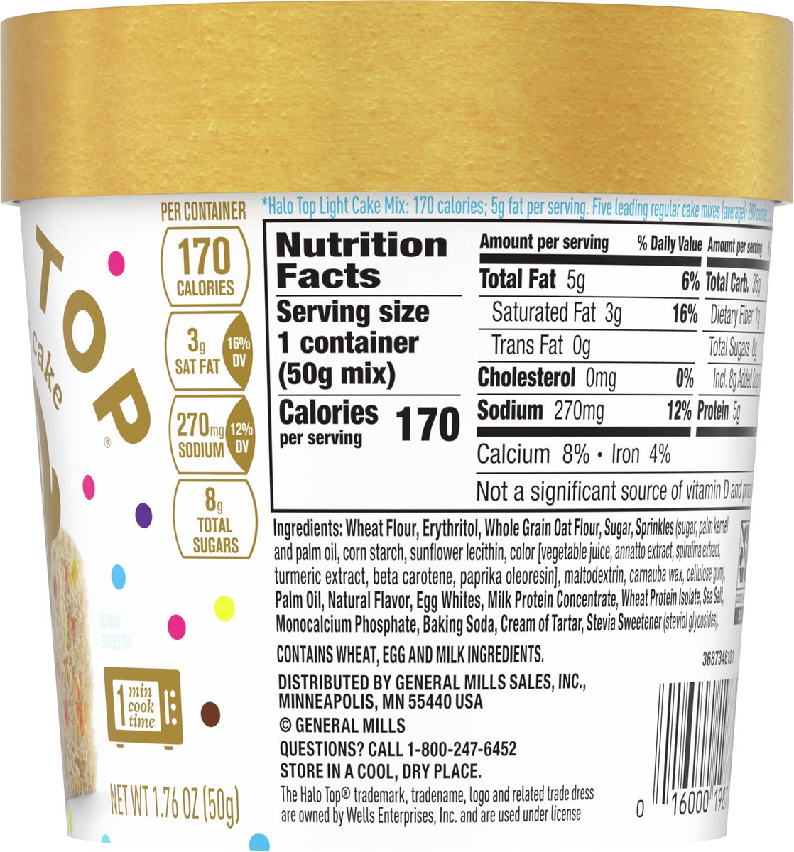 slide 13 of 13, Halo Top Single Serving Birthday Cake Light Cake Mix, 1.76 oz., 1.76 oz
