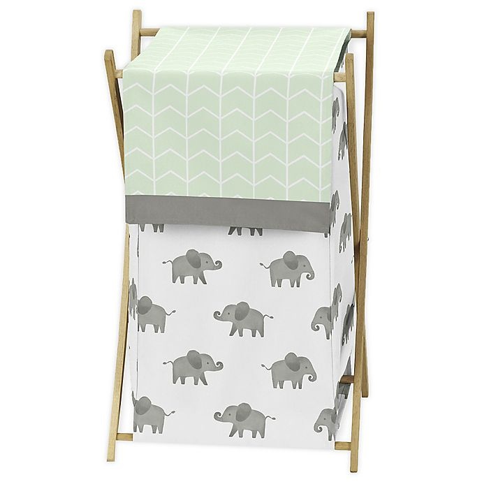 slide 1 of 1, Sweet Jojo Designs Elephant Laundry Hamper - Mint/Grey, 1 ct