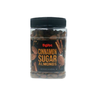 slide 1 of 1, Hy-Vee Almonds, Cinnamon Sugar - 30 oz, 30 oz