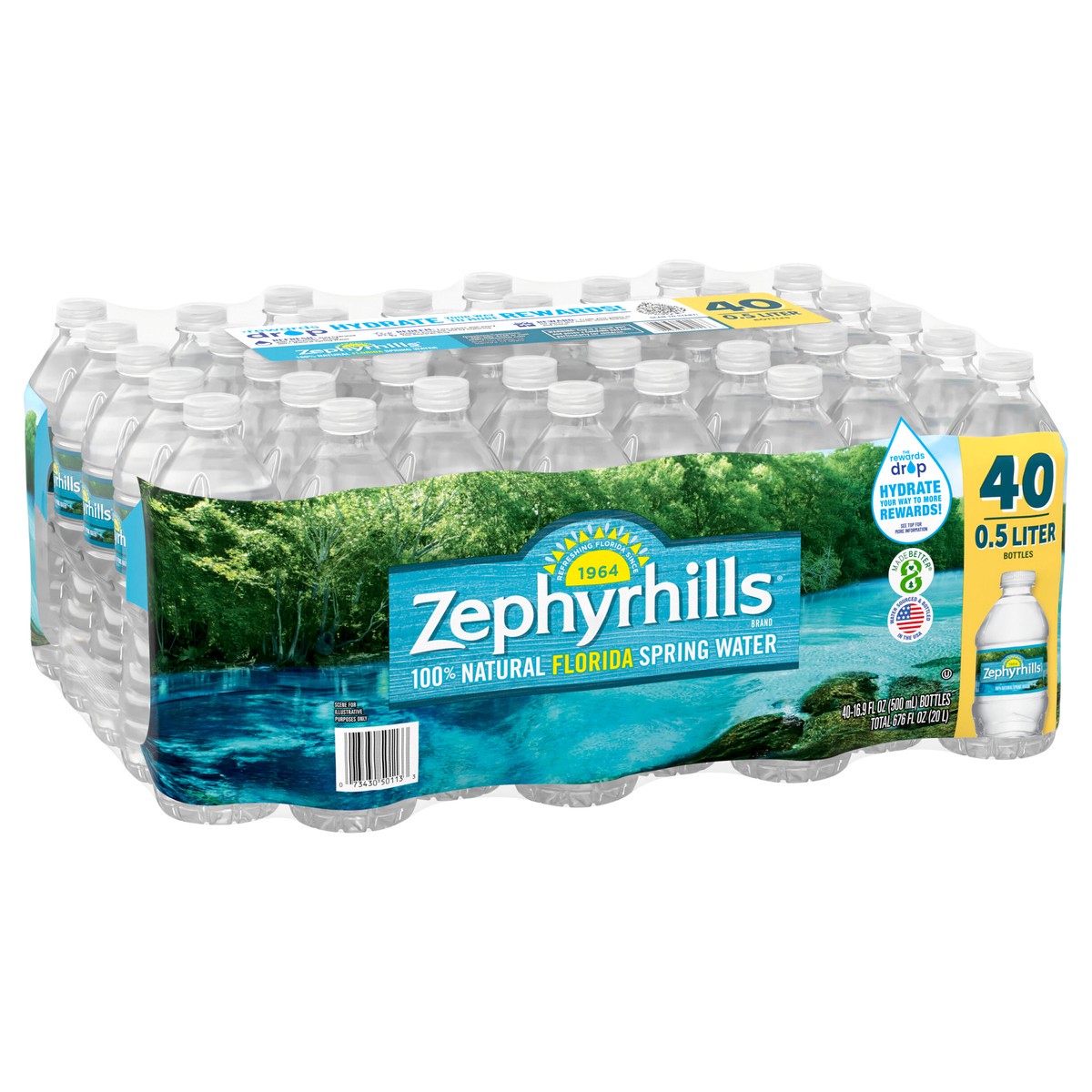 slide 6 of 8, ZEPHYRHILLS Brand 100% Natural Spring Water, 16.9-ounce plastic bottles (Pack of 40), 16.9 fl oz