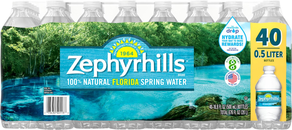 slide 5 of 8, ZEPHYRHILLS Brand 100% Natural Spring Water, (Pack of 40) - 16.9 fl oz, 16.9 fl oz