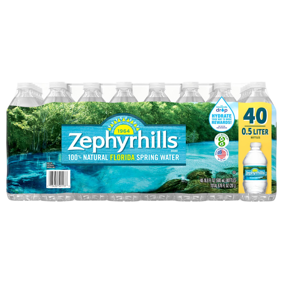 slide 3 of 8, ZEPHYRHILLS Brand 100% Natural Spring Water, 16.9-ounce plastic bottles (Pack of 40), 16.9 fl oz