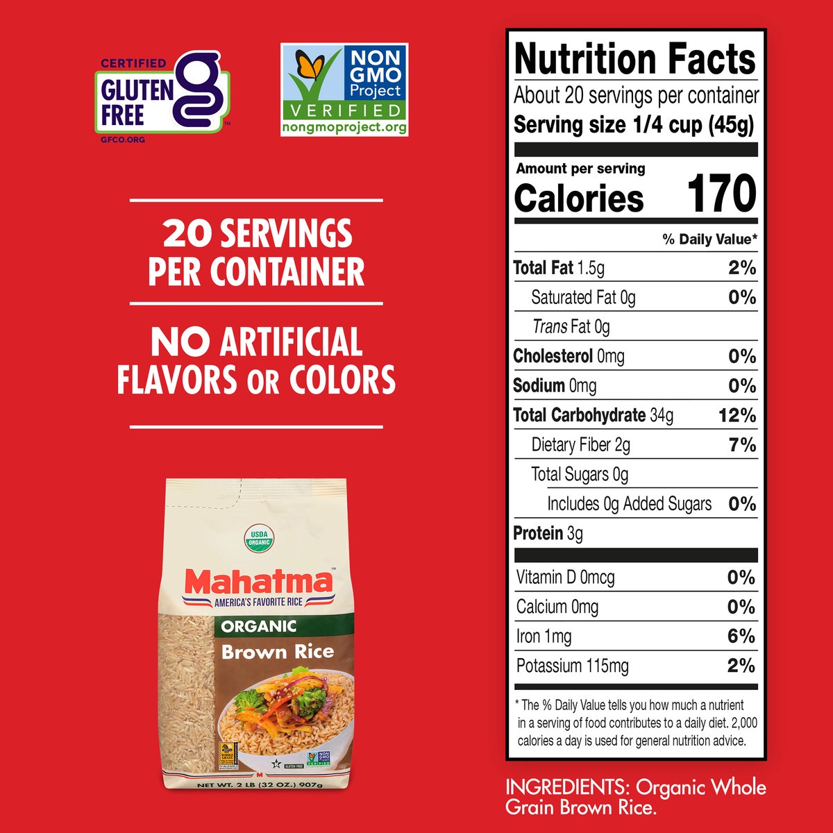 slide 3 of 5, Mahatma Organic Brown Rice, 2 lb