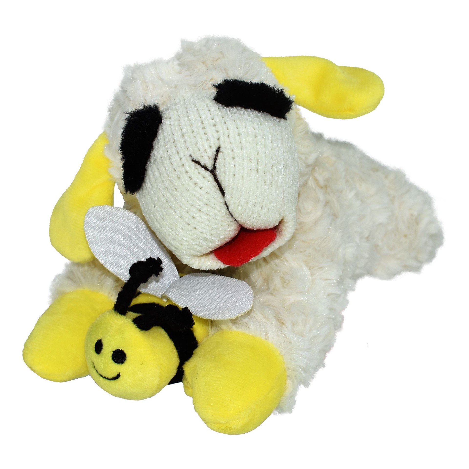 slide 1 of 1, Multipet Spring Lamb Chop Holding a Bumble Bee Dog Toy, 1 ct; X Large