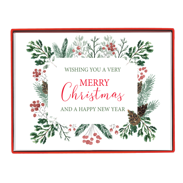 slide 1 of 2, Graphique Holiday Boxed Cards, 5"" X 7"", Merry Christmas Greens, Pack Of 15 Cards, 15 ct