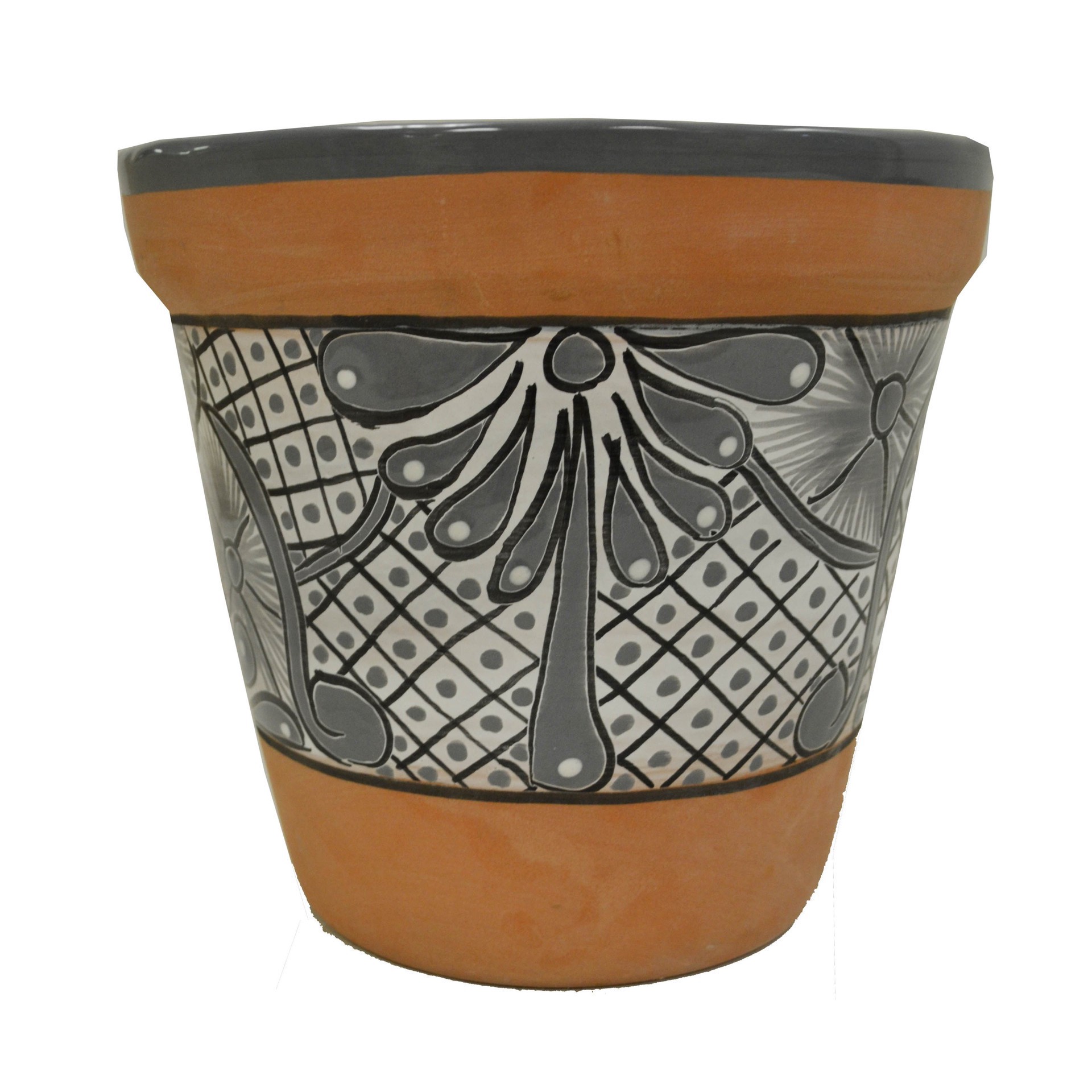 slide 1 of 1, Blue Orange Pottery Gray Talavera Planter 4, 1 ct