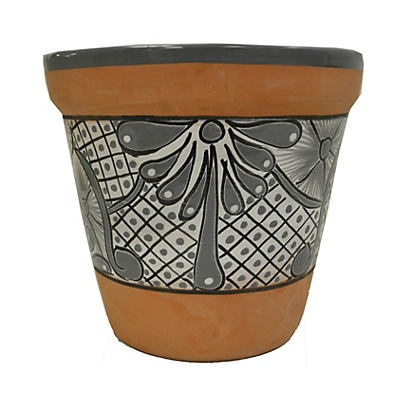 slide 1 of 1, Blue Orange Pottery Gray Talavera Planter 4, 1 ct