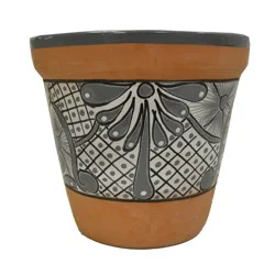 Blue Orange Pottery Gray Talavera Planter 4