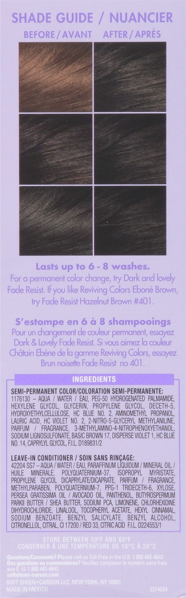 slide 7 of 9, Dark & Lovely Reviving Colors Ebone Brown 392 Semi-Permanent Haircolor 1 ea, 1 ct