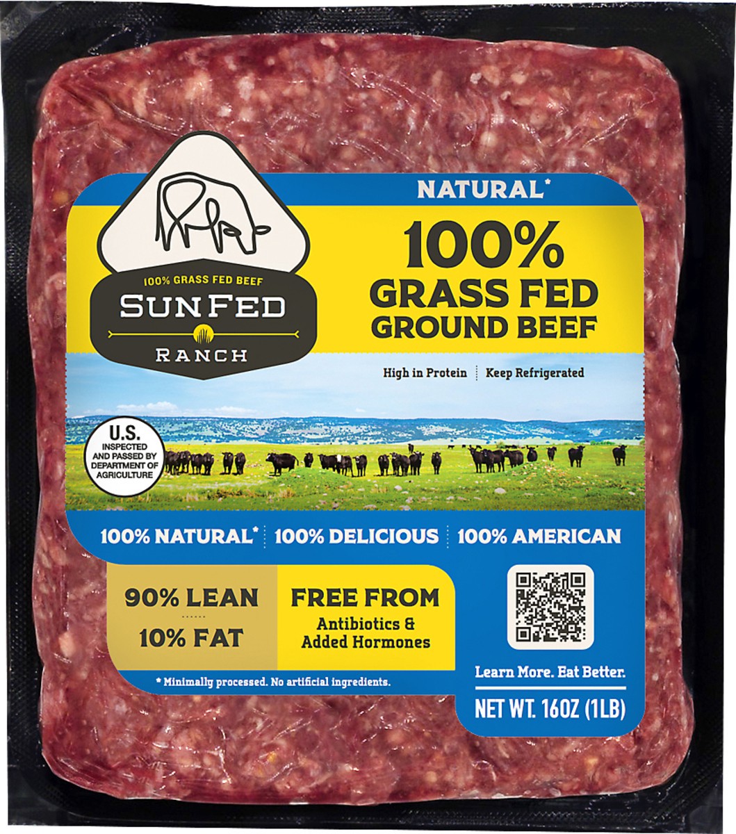 slide 2 of 3, SunFed Ranch 100% Grass Fed Ground Beef 90% Lean, per lb