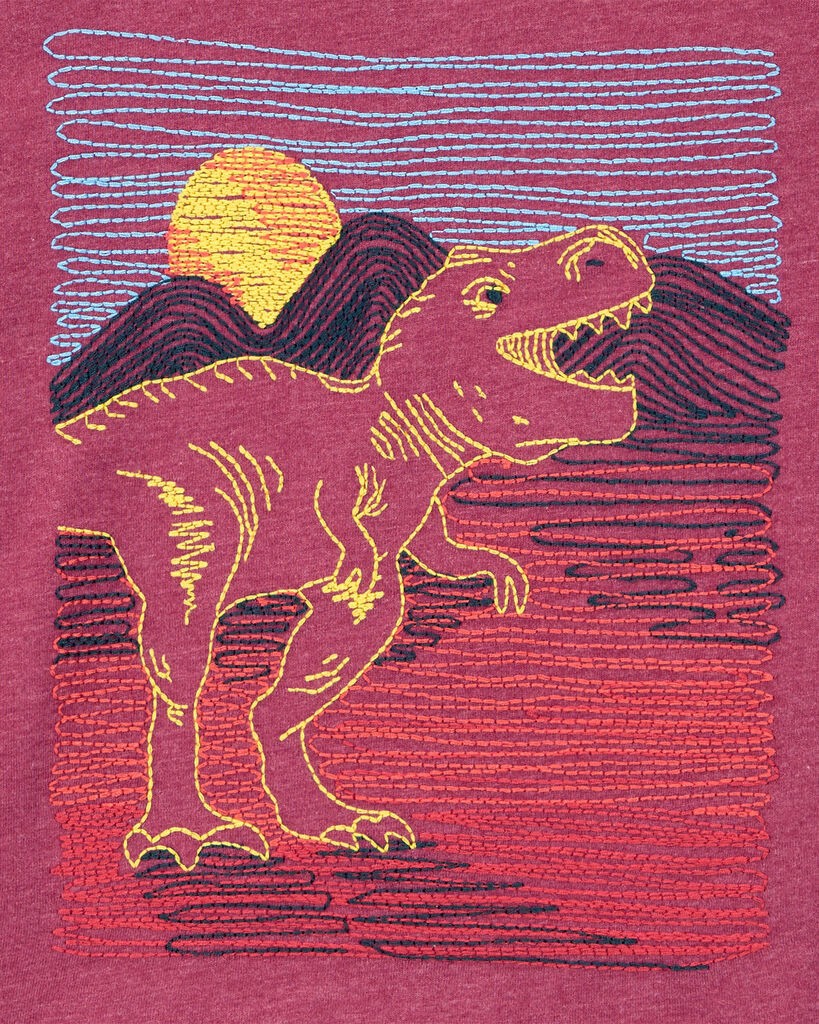 slide 2 of 2, Oshkosh Baby Stitched Dino Graphic Tee Maroon 12M, 1 ct