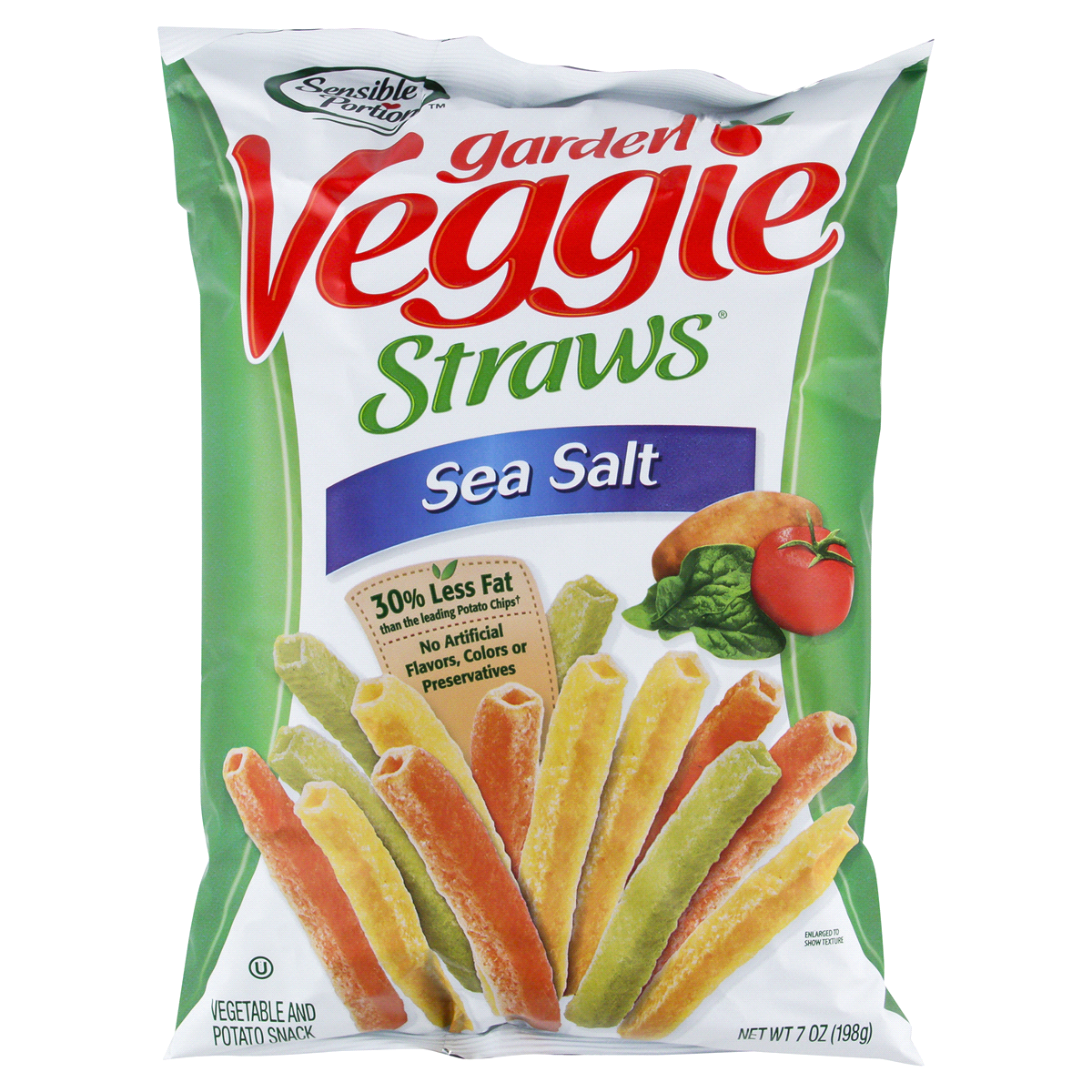 slide 1 of 7, Sensible Portions Garden Veggie Straws Sea Salt Vegetable & Potato Snack 7 oz. Bag, 7 oz