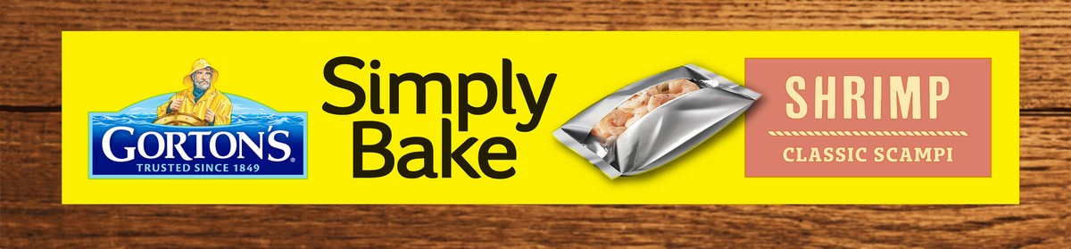 slide 2 of 13, Gorton's Simply Bake Classic Shrimp Scampi with Garlic, Butter, and Parmesan Cheese, 100% Whole, Tail-Off Shrimp, Frozen, 8.2 Ounce Package, 8.2 oz
