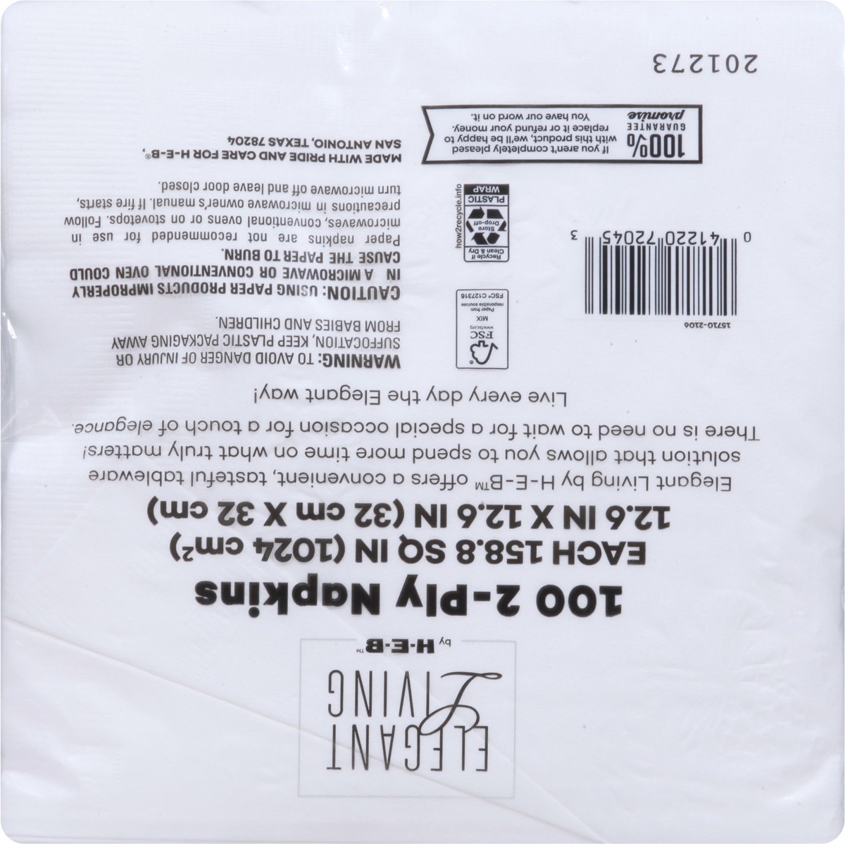 slide 9 of 9, Elegant Living Napkins 100 ea, 100 ct