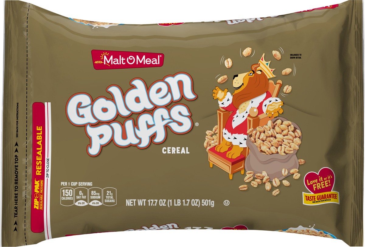 slide 5 of 7, Malt-O-Meal Golden Puffs Breakfast Cereal, Puffed Wheat Cereal, 17.7 OZ Bag, 17.7 oz