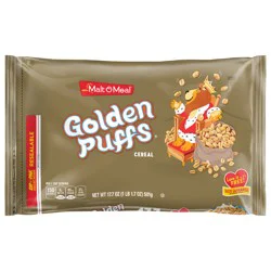 Malt-O-Meal Golden Puffs Breakfast Cereal, Puffed Wheat Cereal, 17.7 OZ Bag