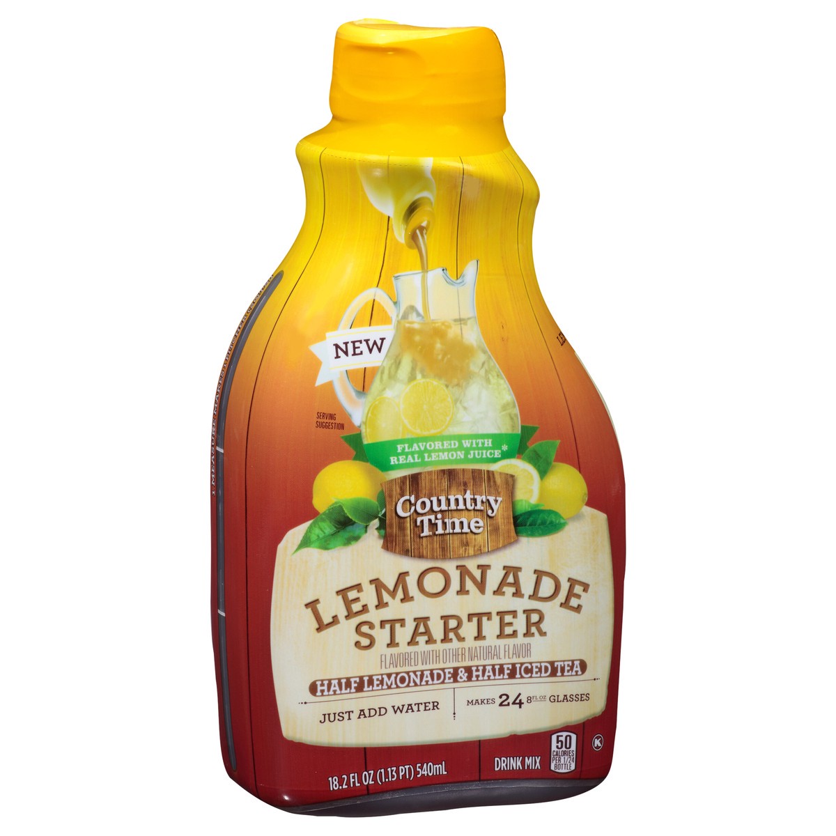 slide 3 of 13, COUNTRY TIME Lemonade Starter Half Lemonade and Half Iced Tea Liquid Beverage-Concentrate 18.2 fl oz. Bottle, 18.20 fl oz