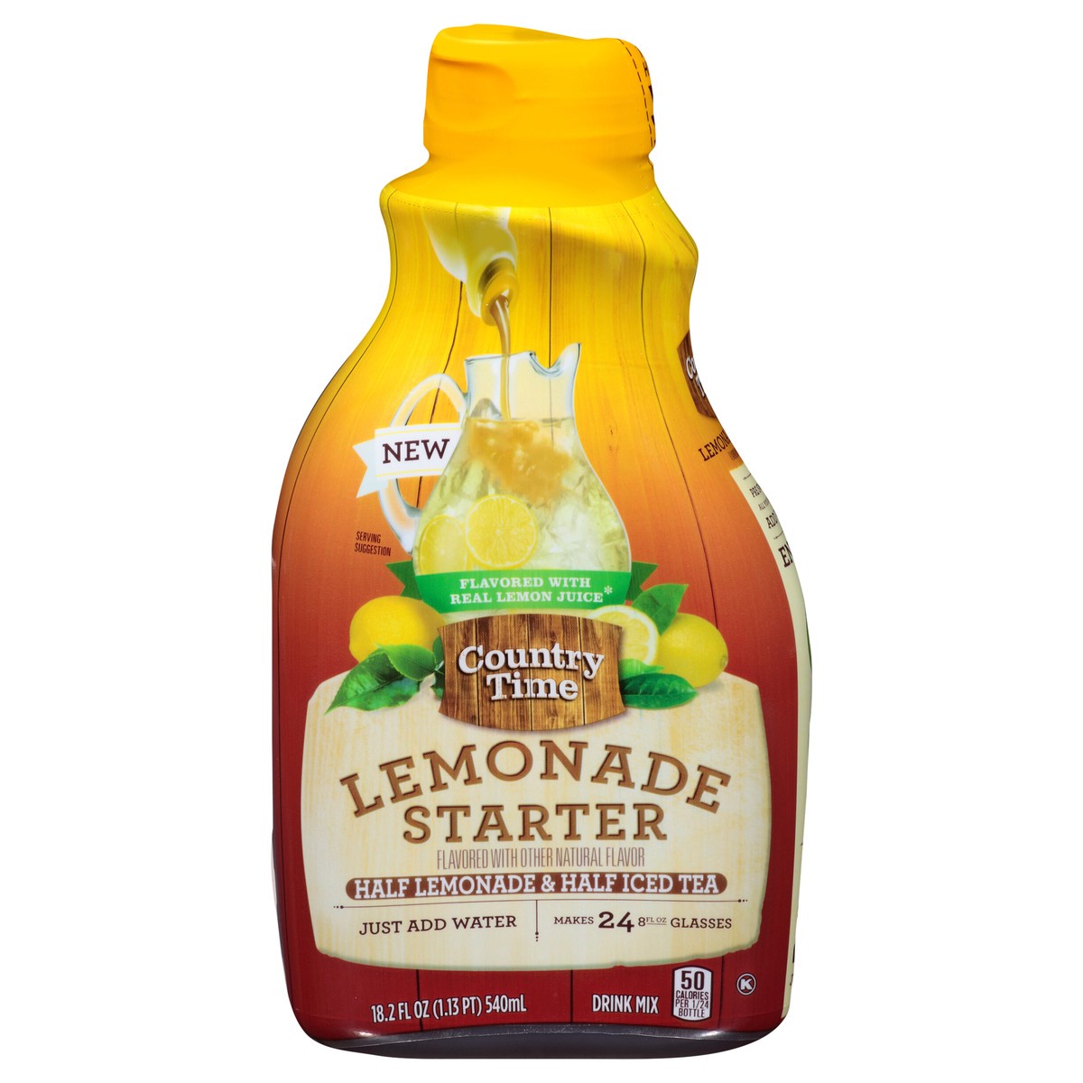 slide 5 of 13, COUNTRY TIME Lemonade Starter Half Lemonade and Half Iced Tea Liquid Beverage-Concentrate 18.2 fl oz. Bottle, 18.20 fl oz