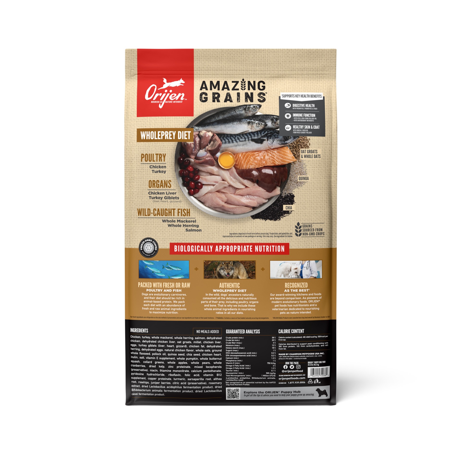 slide 3 of 5, Orijen Amazing Grains Puppy 22.5Lb, 22.5 lb