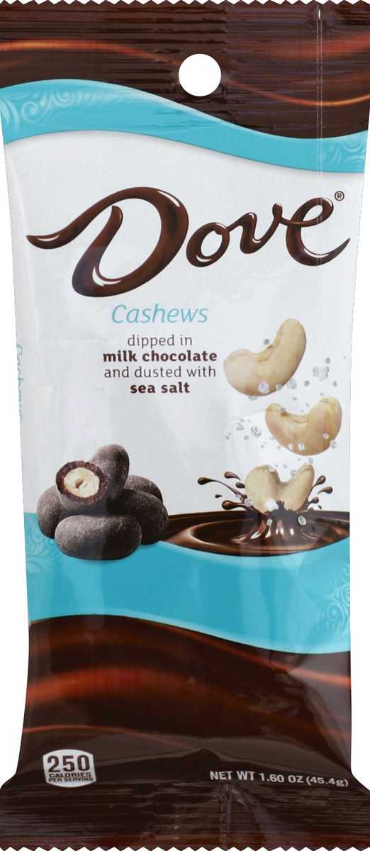 slide 2 of 3, Dove, Cashews Dipped In Milk Chocolate And Dusted With Sea Salt, 1.6 Oz Packs, 10 Ct, 1.6 oz