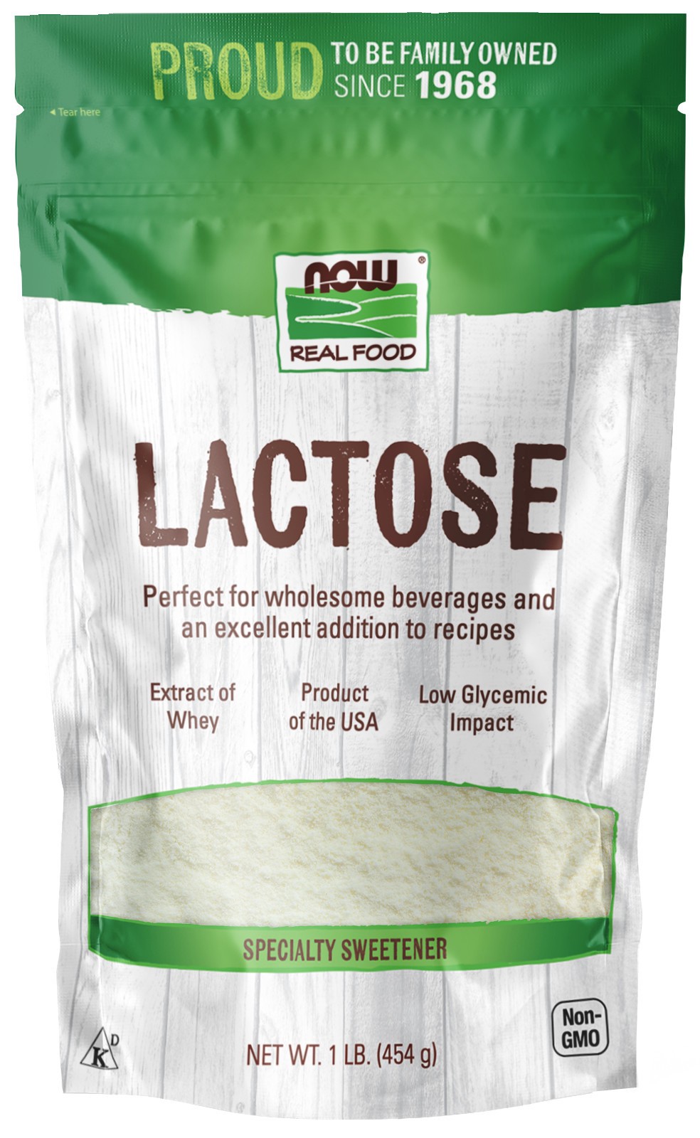 slide 1 of 3, NOW Natural Foods Lactose Powder - 1 lb., 1 lb