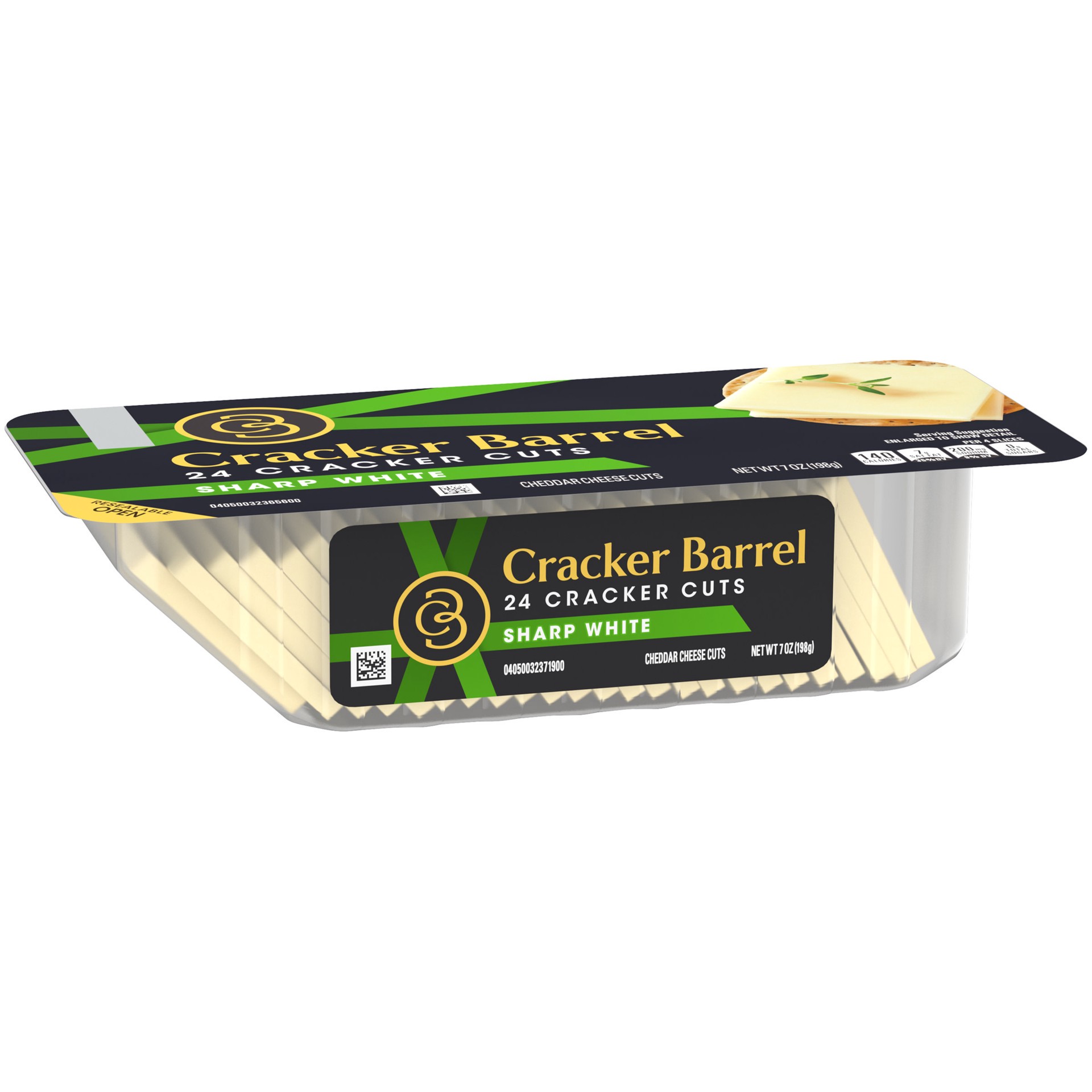 slide 2 of 5, Cracker Barrel Cracker Cuts Sharp White Cheddar Cheese Slices, 24 ct Tray, 24 ct