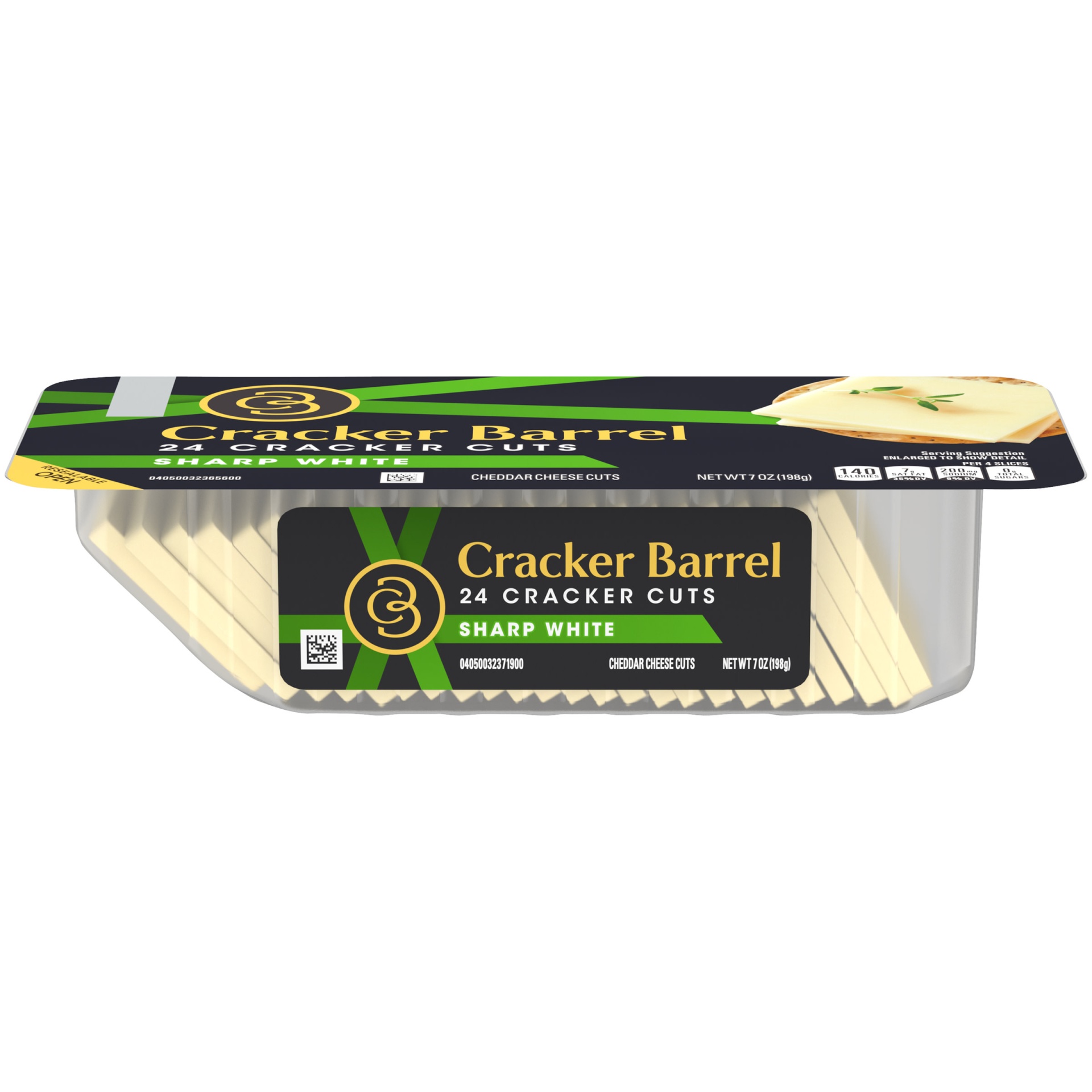 slide 1 of 7, Cracker Barrel Cracker Cuts Sharp White Cheddar Cheese Slices Tray, 7 oz