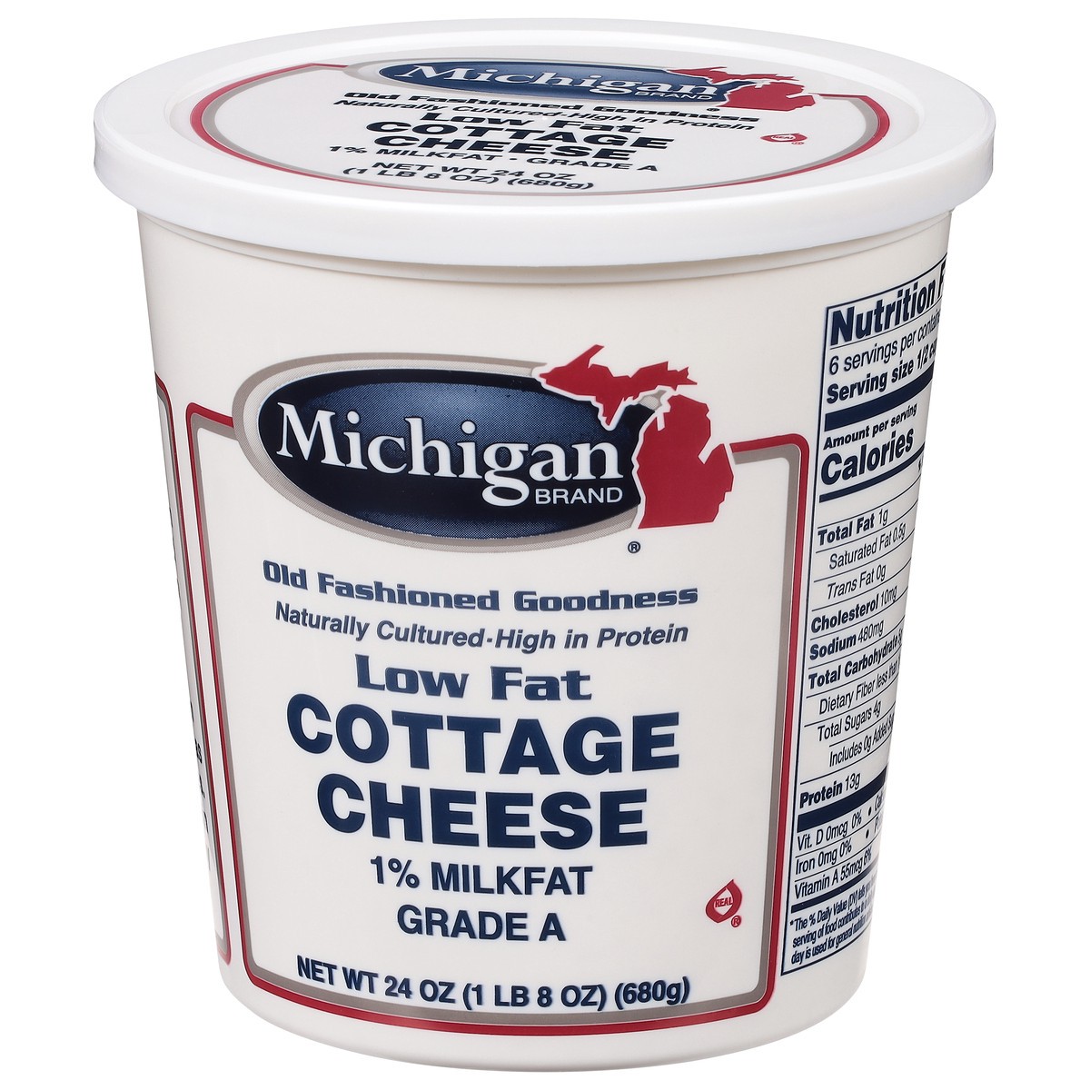 slide 6 of 9, Michigan Brand 1% Milkfat Low Fat Cottage Cheese, 24 oz