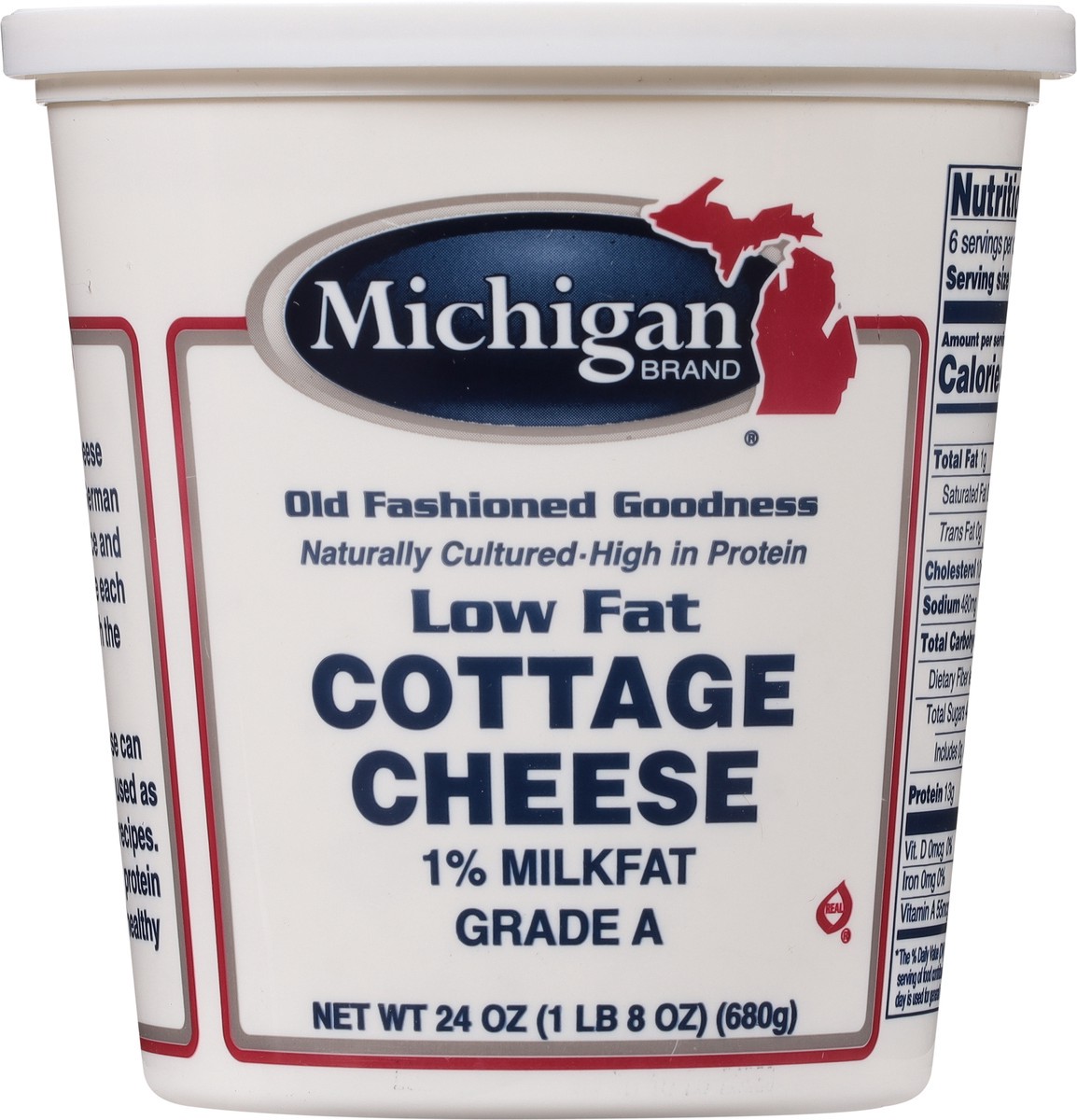 slide 7 of 9, Michigan Brand 1% Milkfat Low Fat Cottage Cheese, 24 oz