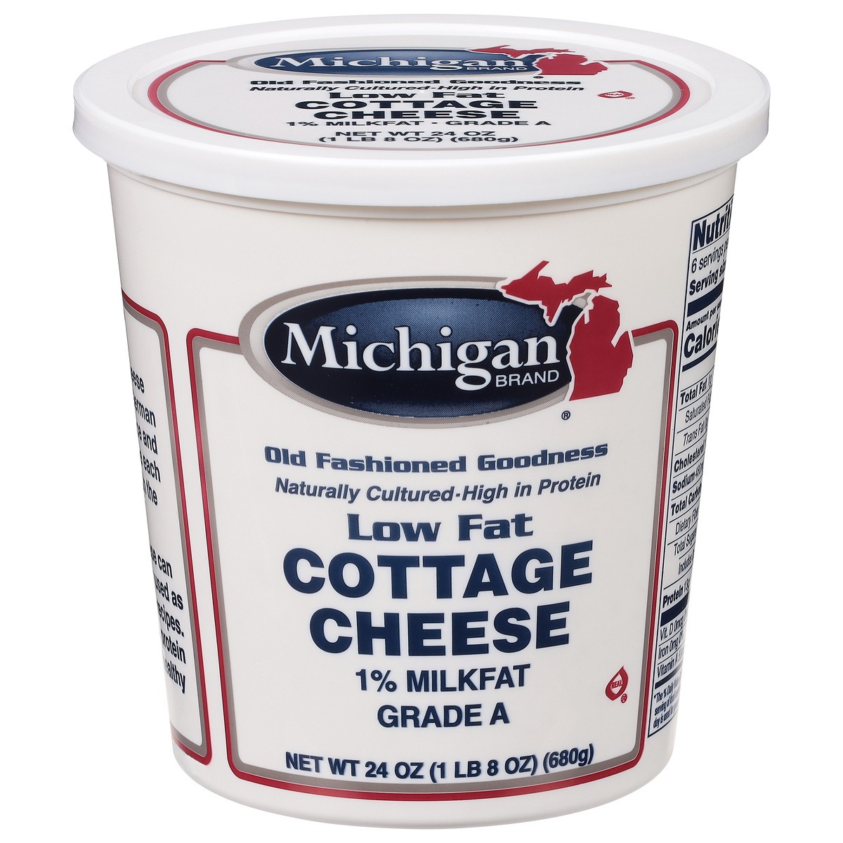 slide 1 of 9, Michigan Brand 1% Milkfat Low Fat Cottage Cheese, 24 oz