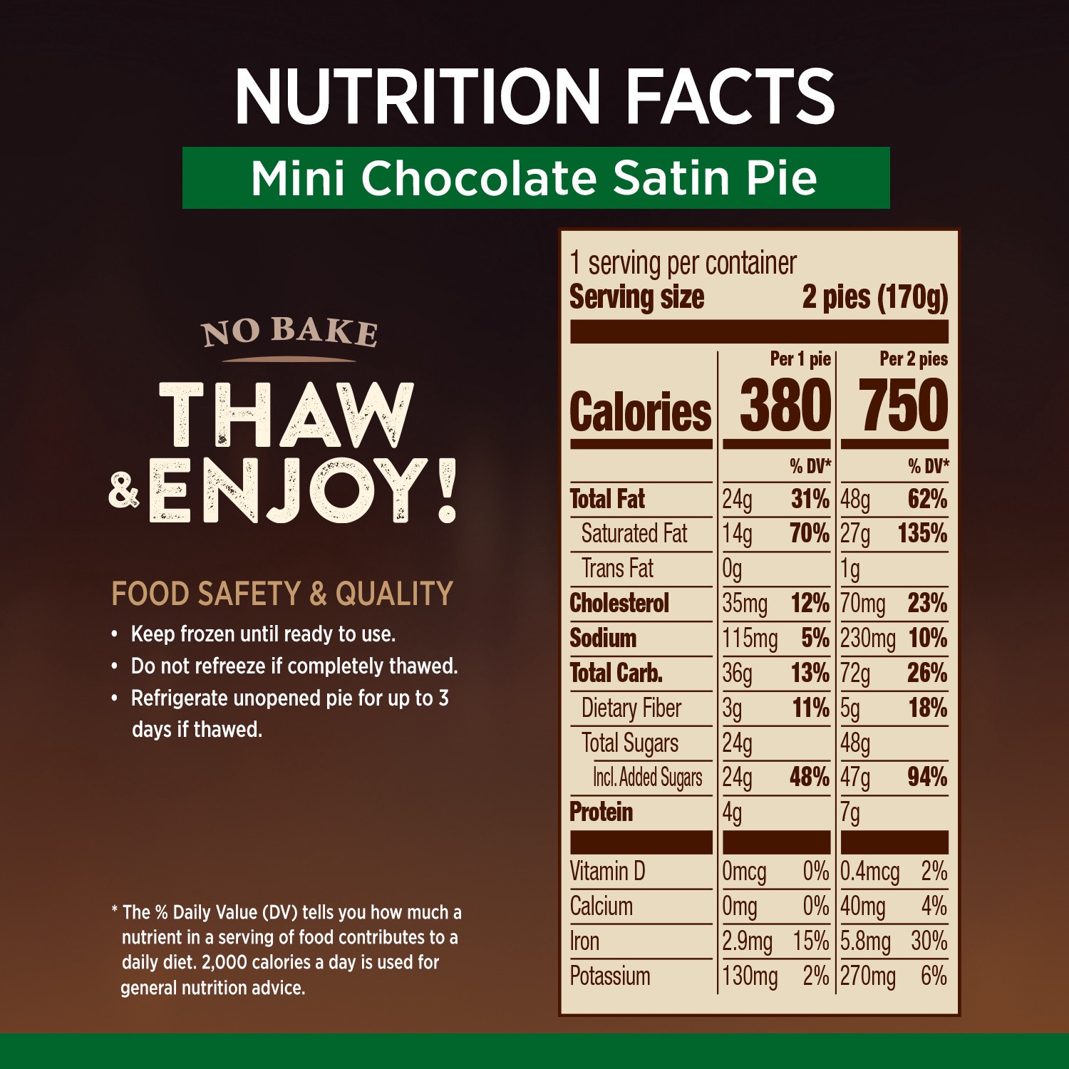 slide 4 of 5, Marie Callender's Mini Chocolate Satin Pie, 2 ct; 6 oz