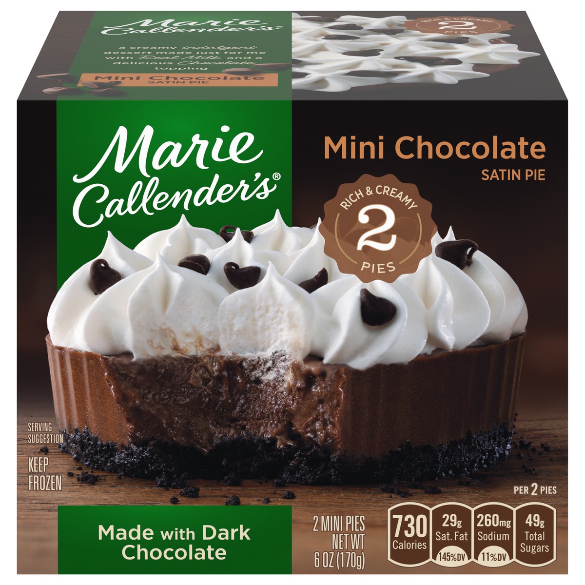 slide 1 of 5, Marie Callender's Mini Chocolate Satin Pie 2 ea, 2 ct