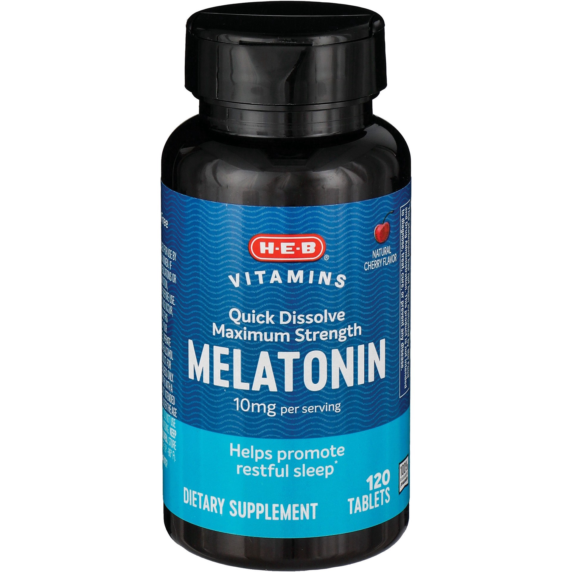 slide 1 of 1, H-E-B Melatonin 10 MG Quick Dissolve, 120 ct