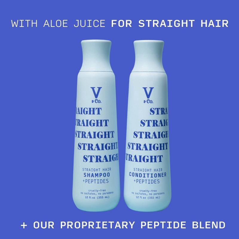 slide 2 of 9, V&Co. Straight Hair Shampoo + Peptides 12 fl oz, 12 fl oz