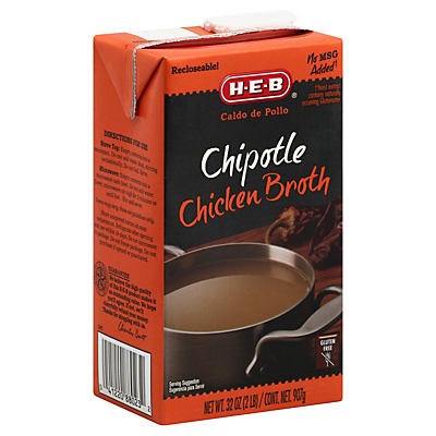 slide 1 of 1, H-E-B Chipotle Chicken Broth, 32 oz