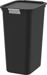 Hefty Lockable Hinged Lid Wastebasket, Black, 12.2 gal