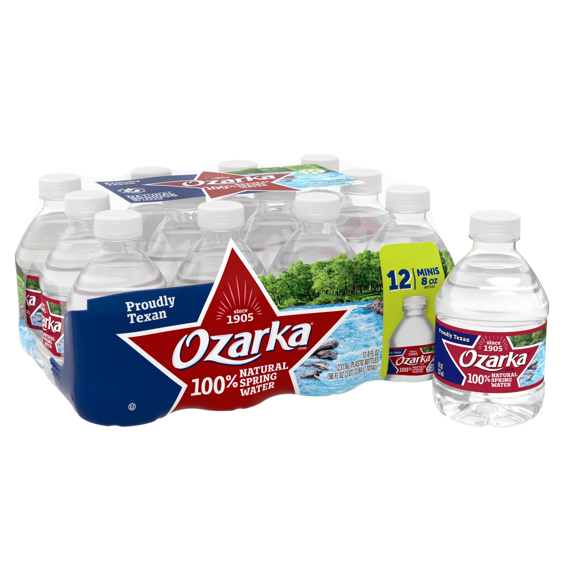 slide 1 of 4, Ozarka Brand 100% Natural Spring Water, 8-ounce mini plastic bottles (Pack of 12), 12 ct; 8 fl oz