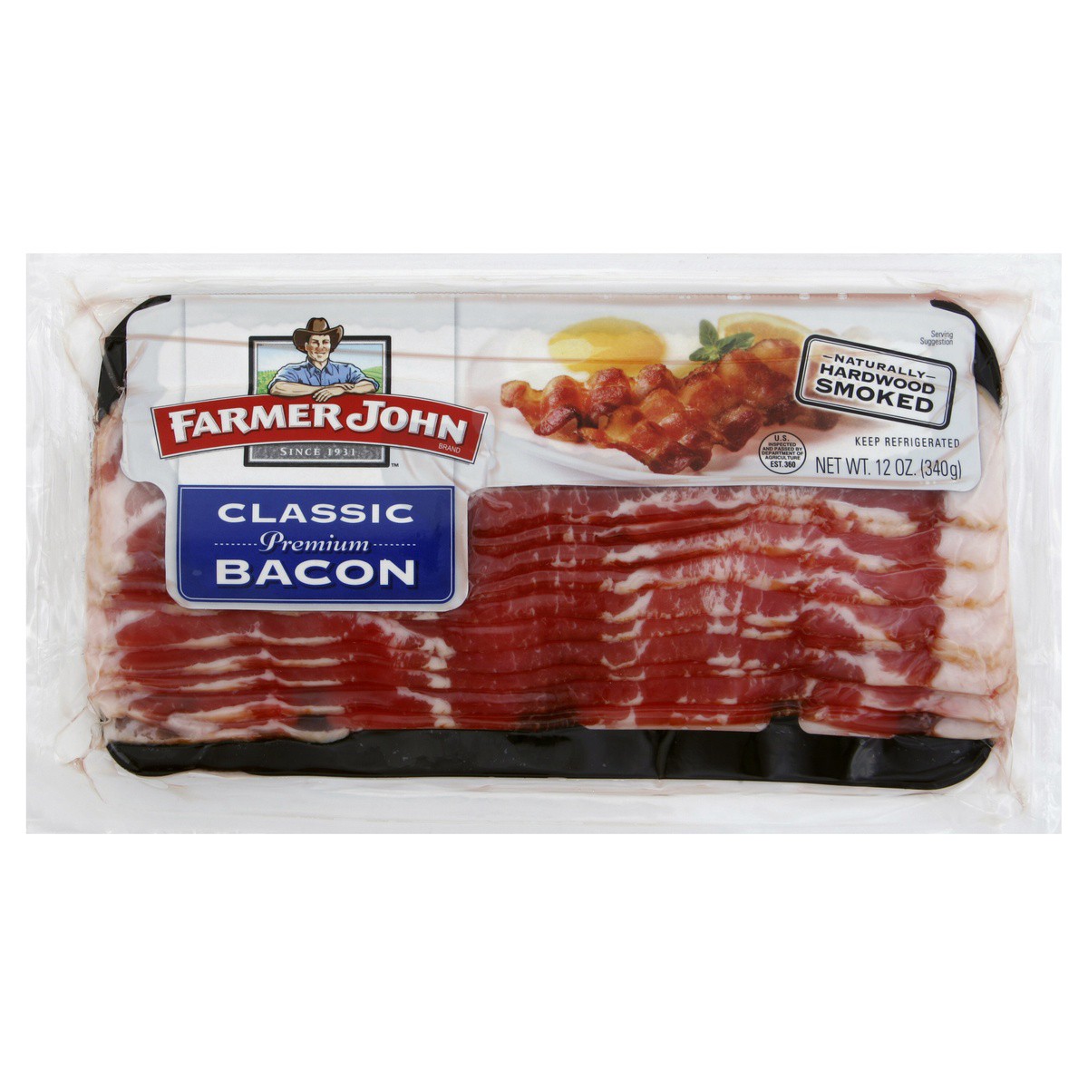slide 1 of 3, FARMER JOHN'S Bacon Classic Premium Hardwood Smoked, 1 ct