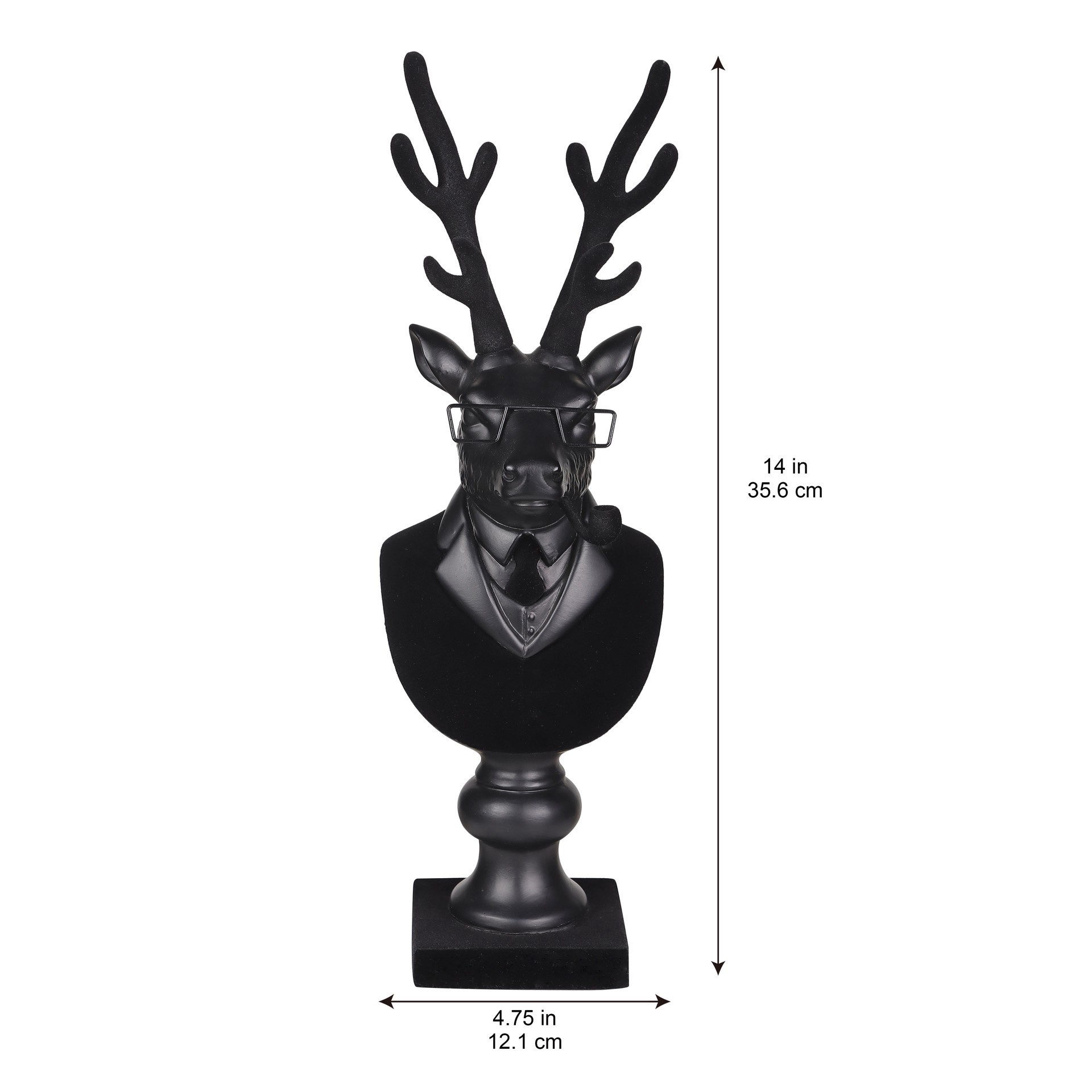 slide 5 of 8, 14" Black Reindeer Bust With Glasses & Pipe By Ashland, 75 in x 4 in x 14 in
