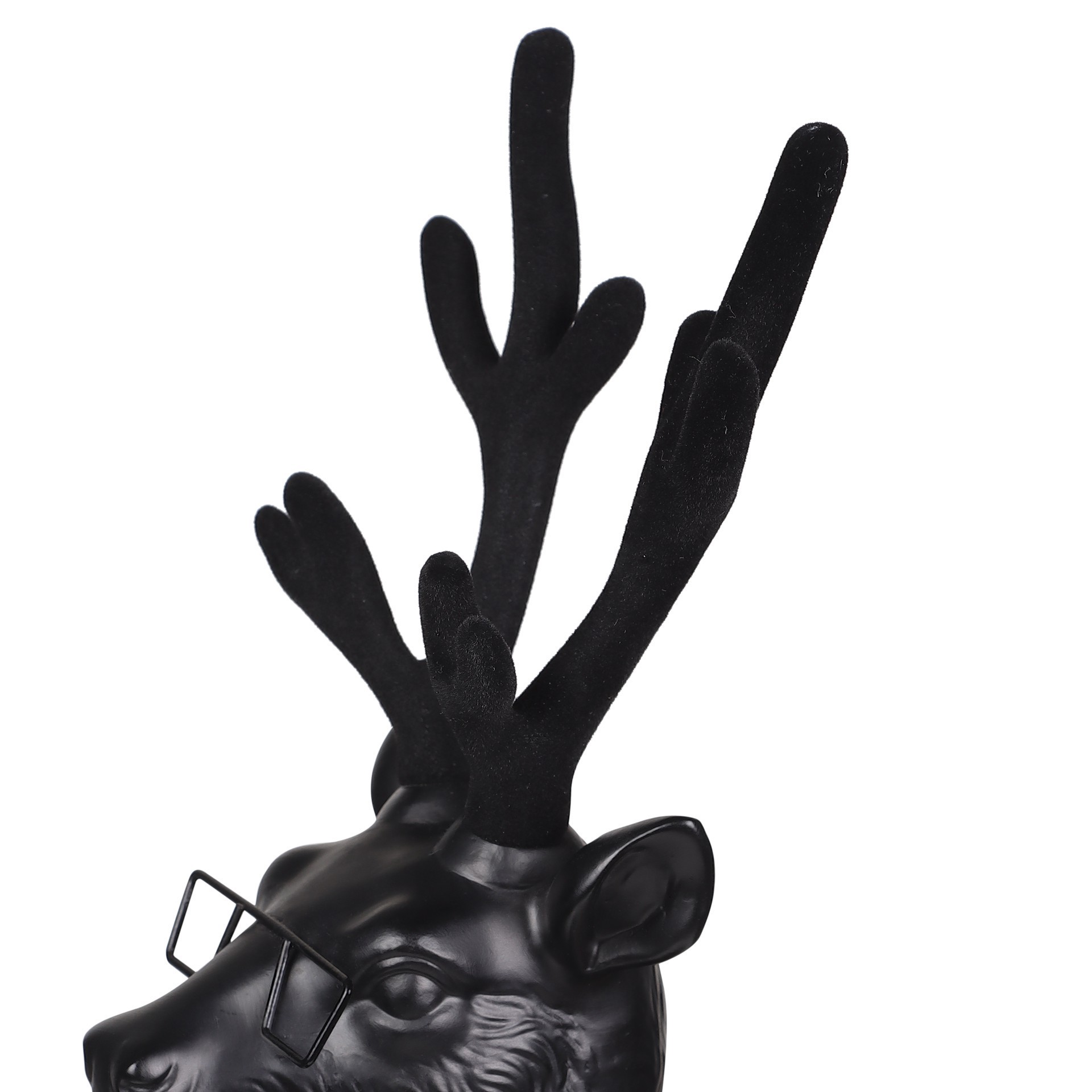 slide 2 of 8, 14" Black Reindeer Bust With Glasses & Pipe By Ashland, 75 in x 4 in x 14 in