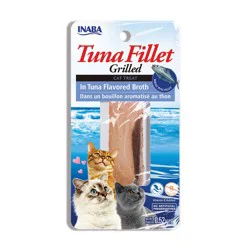 Inaba Premium Hand-Cut Grilled Tuna Fillet Cat Treats with Vitamin E and Green Tea Extract, 0.52 oz Fillet, Tuna Broth