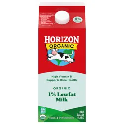 Horizon Organic High Vitamin D 1 Percent Milk, High Vitamin D Lowfat Milk, 64 FL OZ Half Gallon Carton