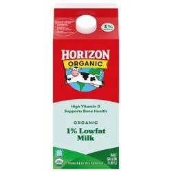 Horizon Organic High Vitamin D 1 Percent Milk, High Vitamin D Lowfat Milk, 64 FL OZ Half Gallon Carton