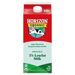 Horizon Organic High Vitamin D 1 Percent Milk, High Vitamin D Lowfat Milk, 64 FL OZ Half Gallon Carton