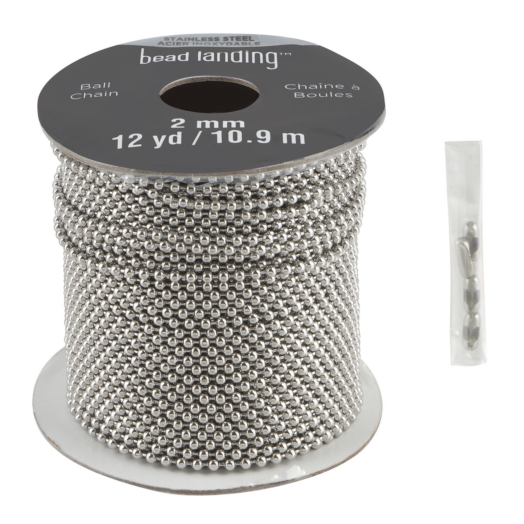 slide 2 of 2, 2mm Stainless Steel Ball Chain Spool, 12yd. By Bead Landing, 2mm